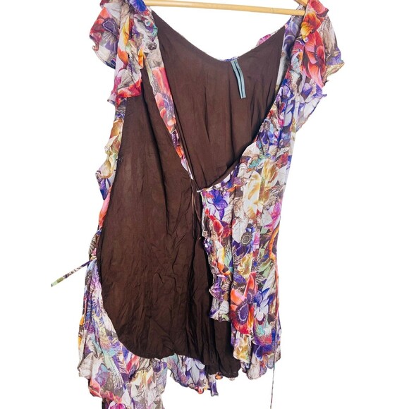 COPY - Anthropologie Wrap Dress Size M Floral Mini Ruffled Purple Bohemian Flow… - Picture 5 of 12